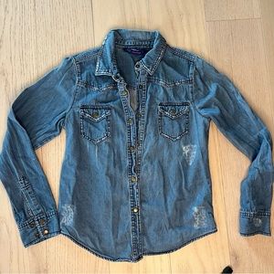 Mylie Cyrus & Max Azaria Denim button up shirt size M